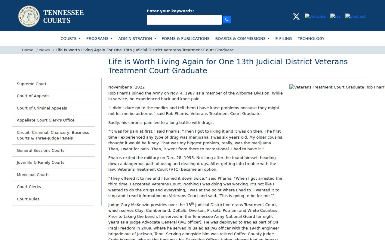 District Veterans Treatment Court context for Doyle criminal records