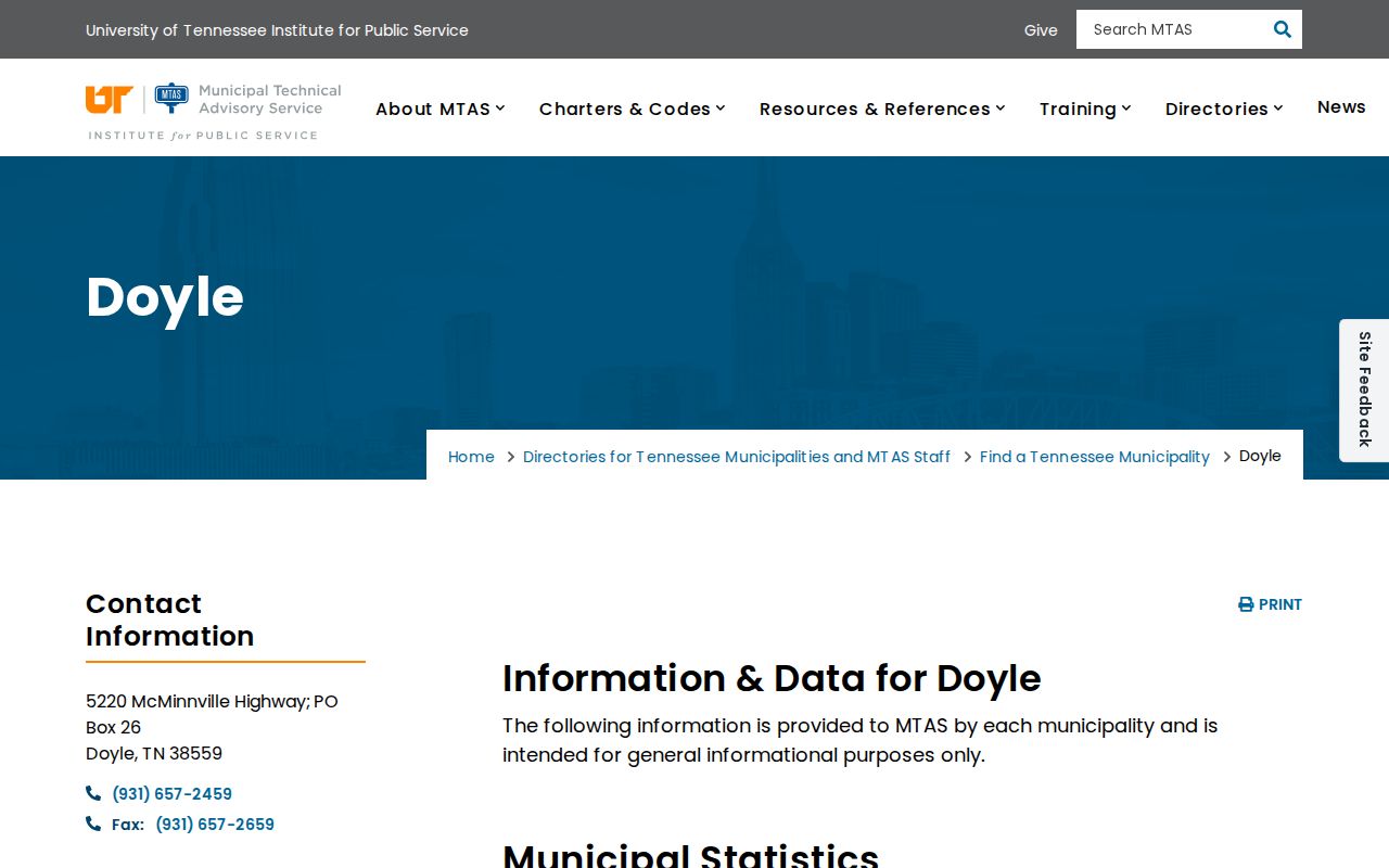 Official Doyle Town Hall criminal records contact directory