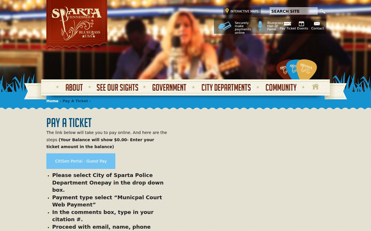 Sparta municipal citation payment fields for city records