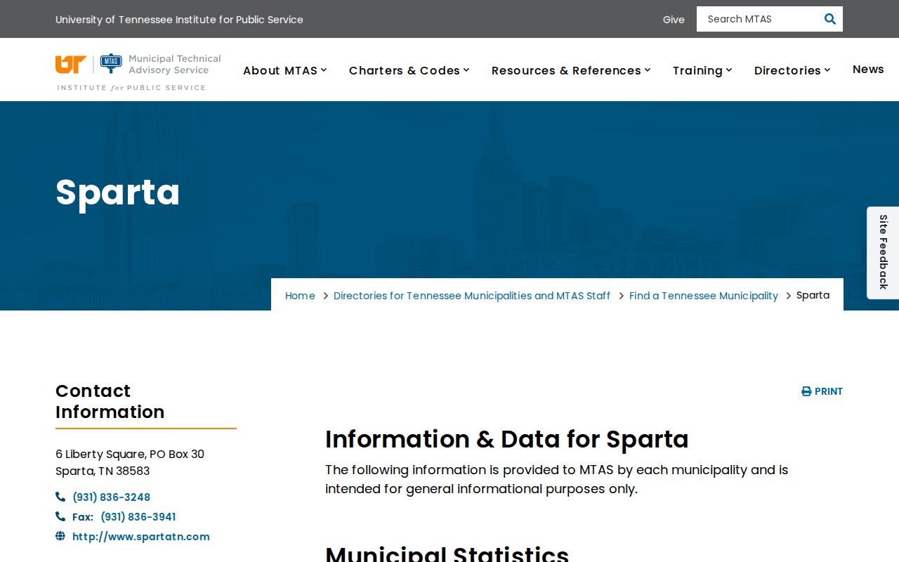 Official Sparta municipal directory for criminal record contacts