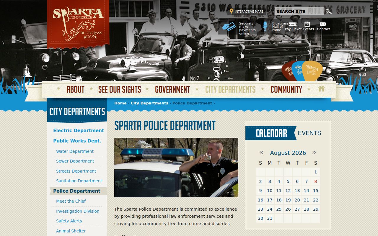 Sparta Police Department criminal records contact page