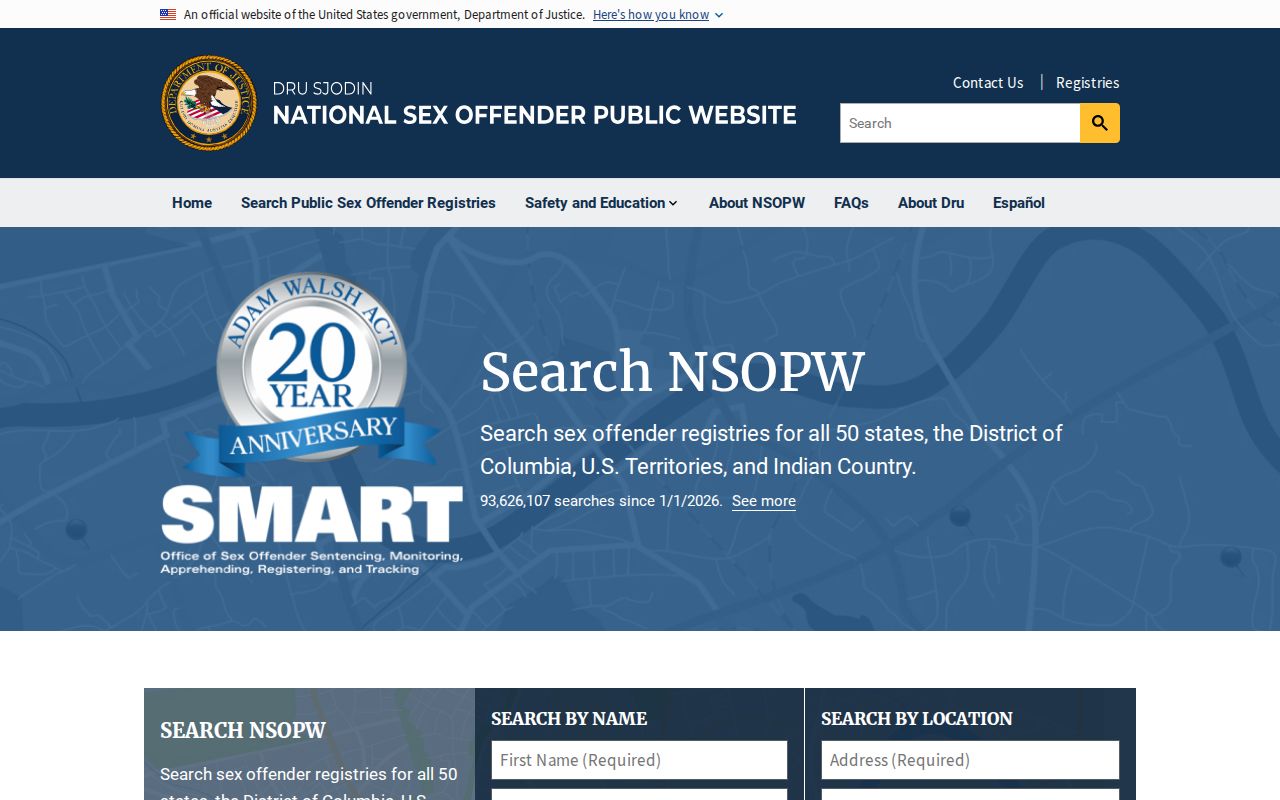 National Sex Offender Public Website search used beyond White County and Tennessee